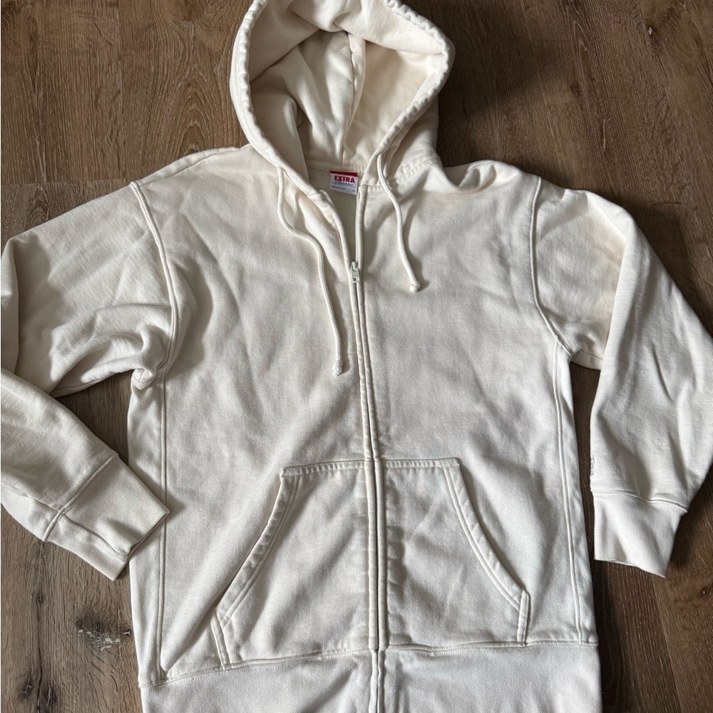 TNA Cream/White Zip-Up Extra Fleece Hoodie Size XS